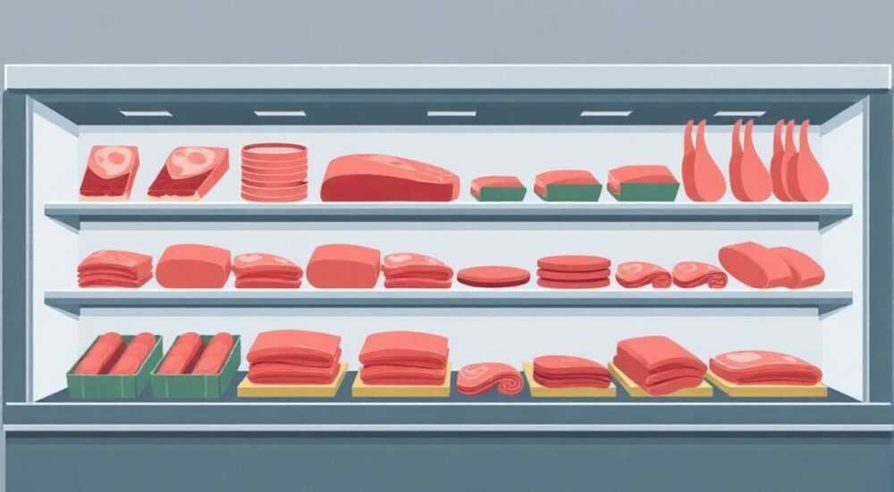 Как должно хранится охлажденное мясо выложенным на стеллажи