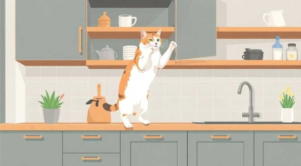 Как отучить кота прыгать на кухонный гарнитур