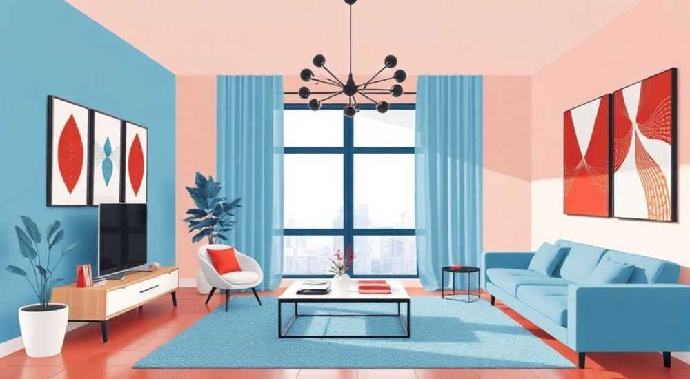 Как сочетать синий и красный в интерьере