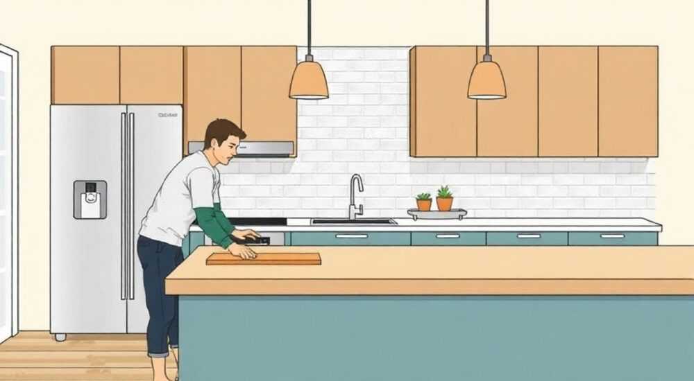 Как столешница крепится к кухонным тумбам