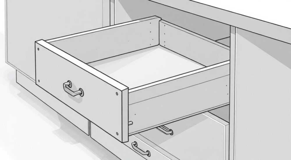 Как вытащить ящик с шариковыми направляющими из комода
