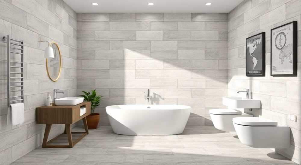 Плитка 1200х600 керамогранит фото в интерьере ванной комнаты