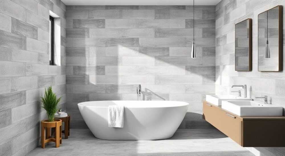 Плитка grigio в интерьере ванной комнаты