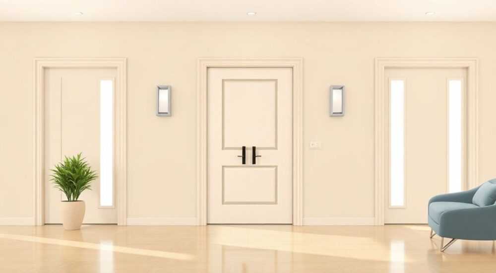 Светло бежевый интерьер какие двери