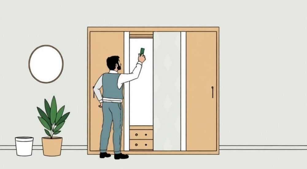 Как наклеить на шкаф купе ленту