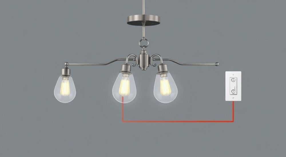 Как подключить светильник с 5 лампами к выключателю с 1 клавишами
