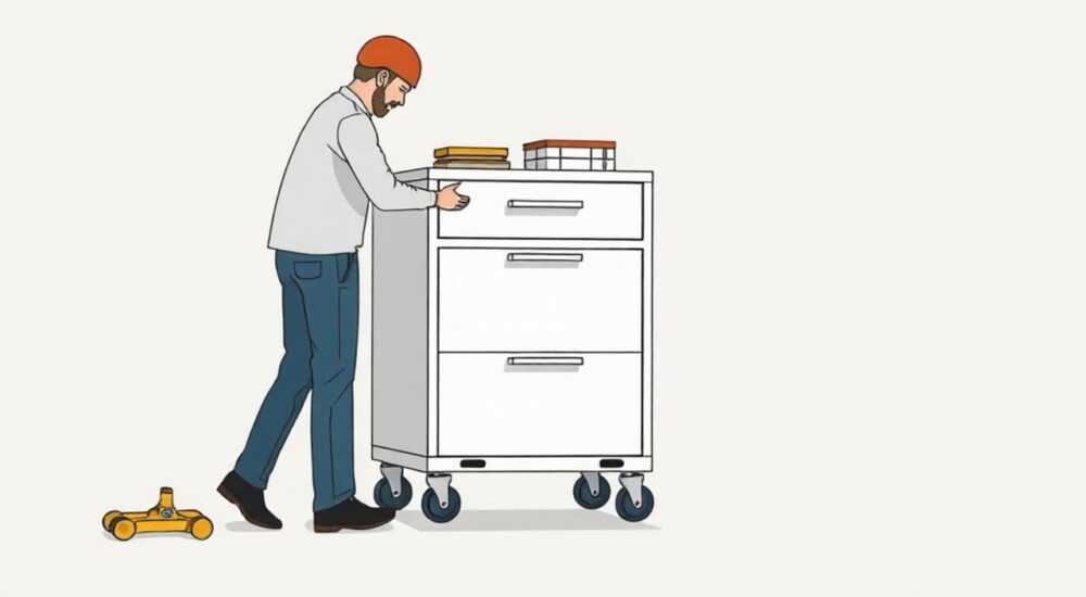Как прикрутить колесики к тумбе