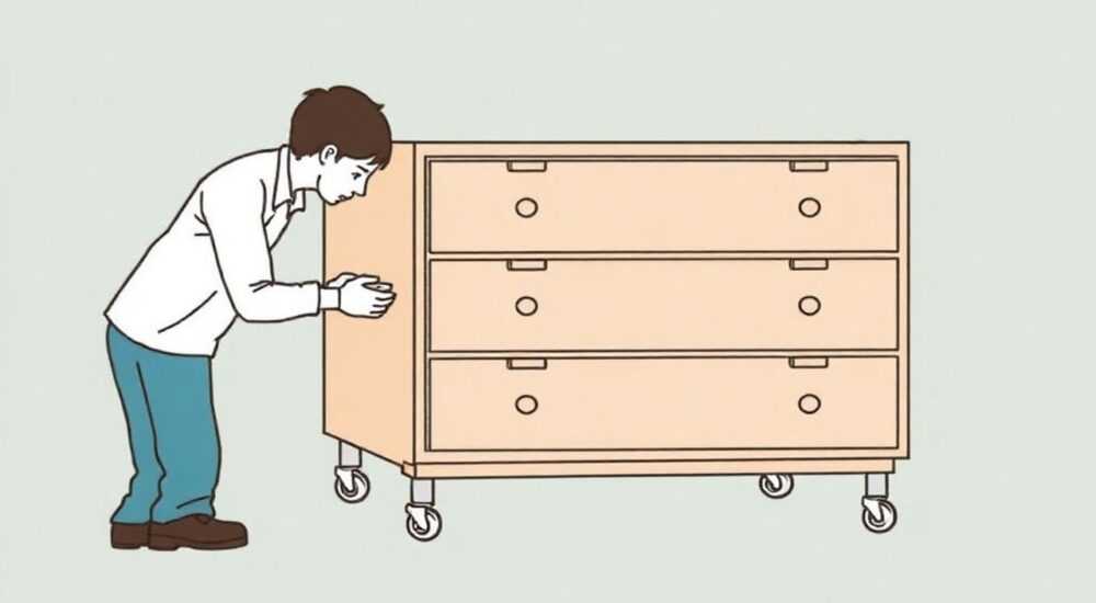 Как прикрутить ролики на комод