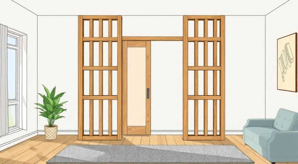 Как сделать деревянную перегородку в комнате с дверью