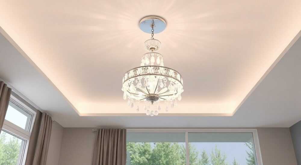 Как снять led люстру с натяжного потолка