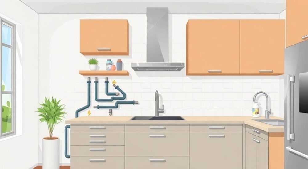 Как спрятать газовую трубу за кухонным гарнитуром
