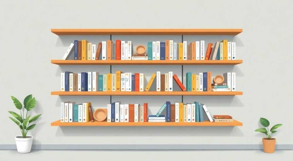 На стеллаже 3 полки на каждой из которых размещены по 20 книг