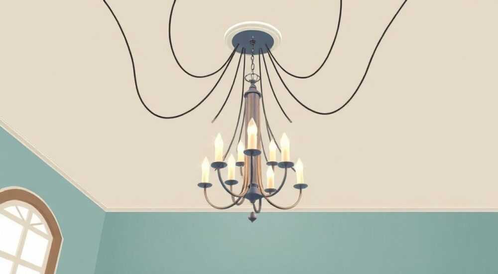 Сколько проводов выходит из потолка для люстры