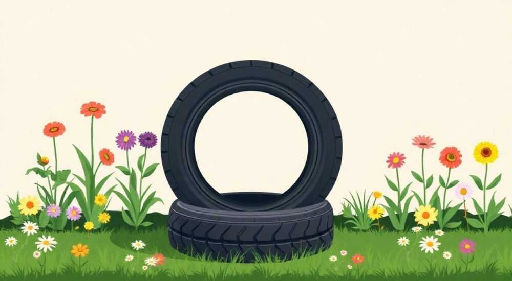 Чем покрасить шины для клумбы