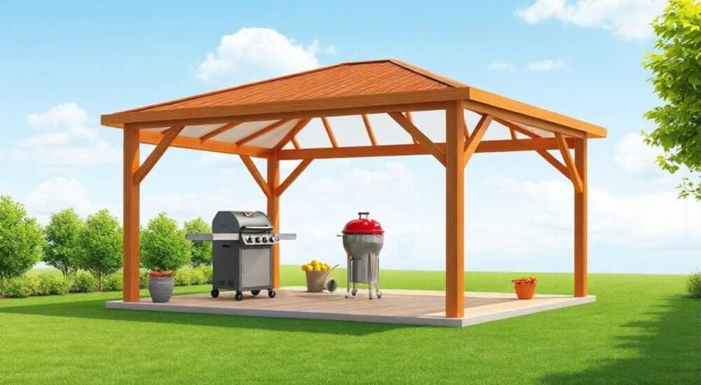 Из чего лучше построить беседку с барбекю