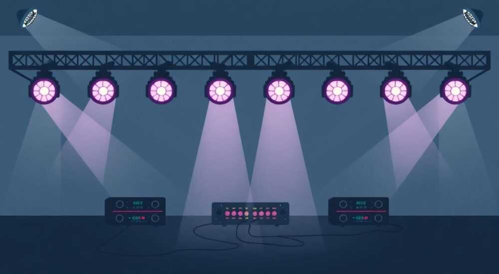Как настроить dmx 512 прожекторами головы заливки