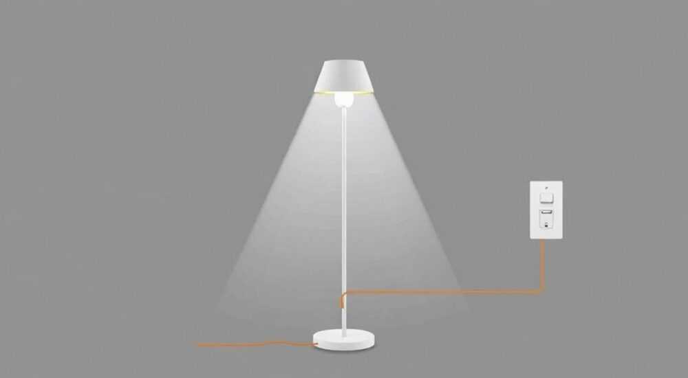 Как подключить торшер с выключателем схема