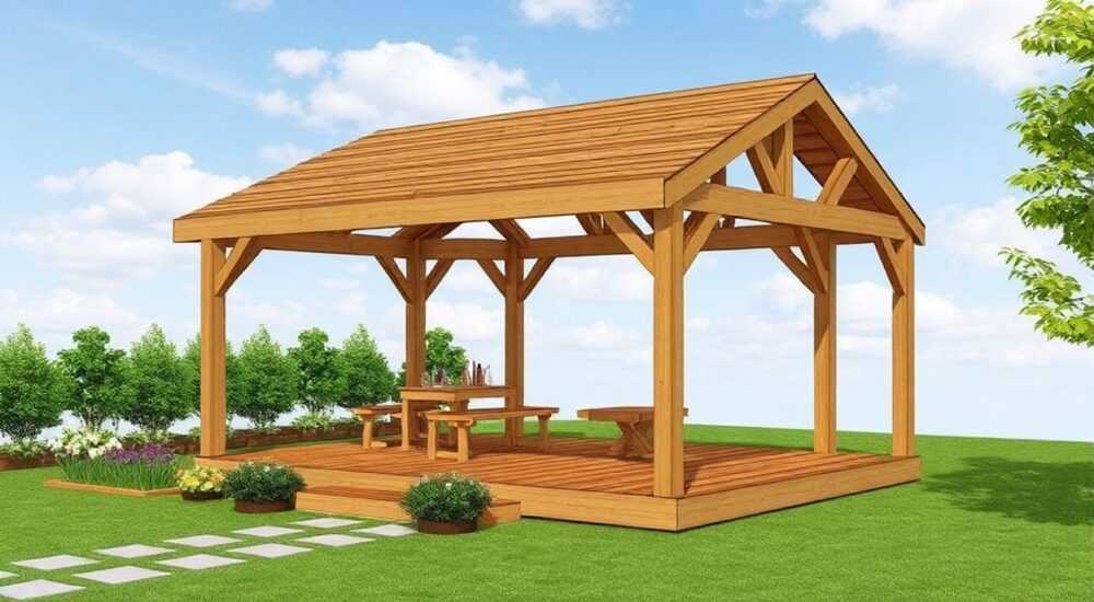 Как построить беседку с односкатной крышей своими руками из дерева