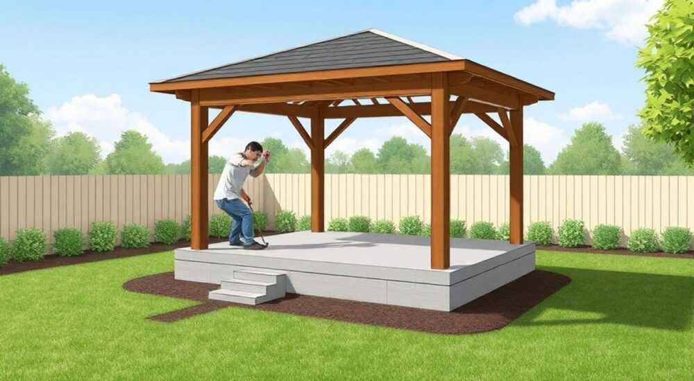 Как сделать фундамент для беседки из бетона