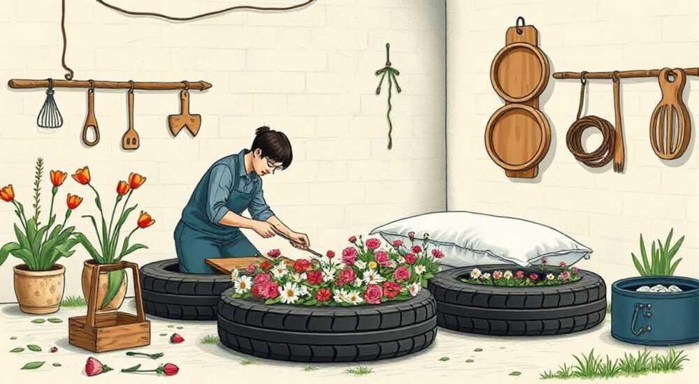 Как сделать клумбы из старых покрышек