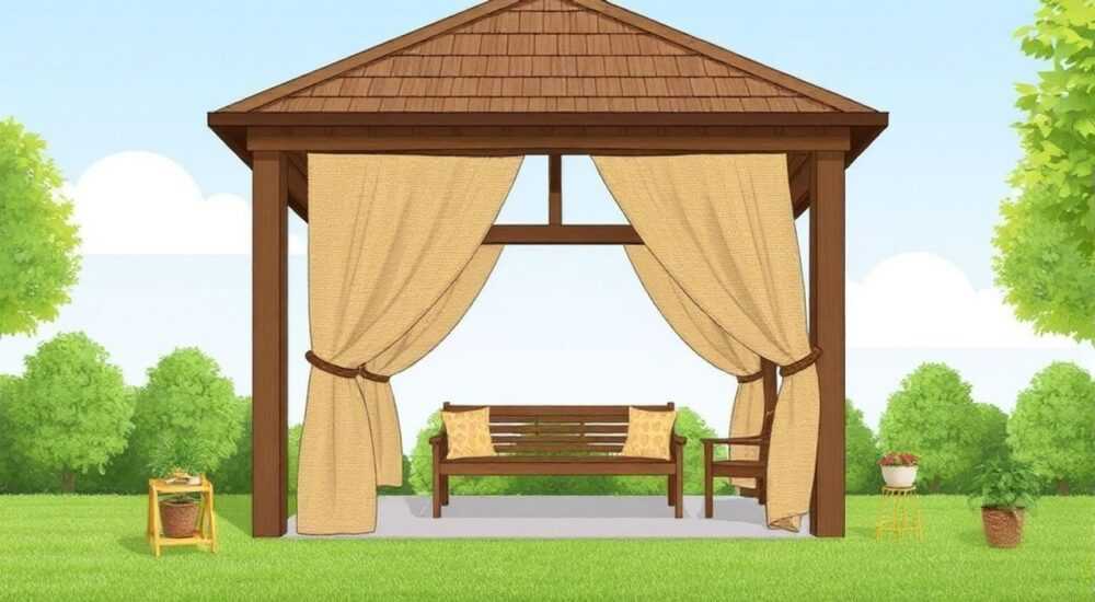 Как сделать штору для беседки из мешковины