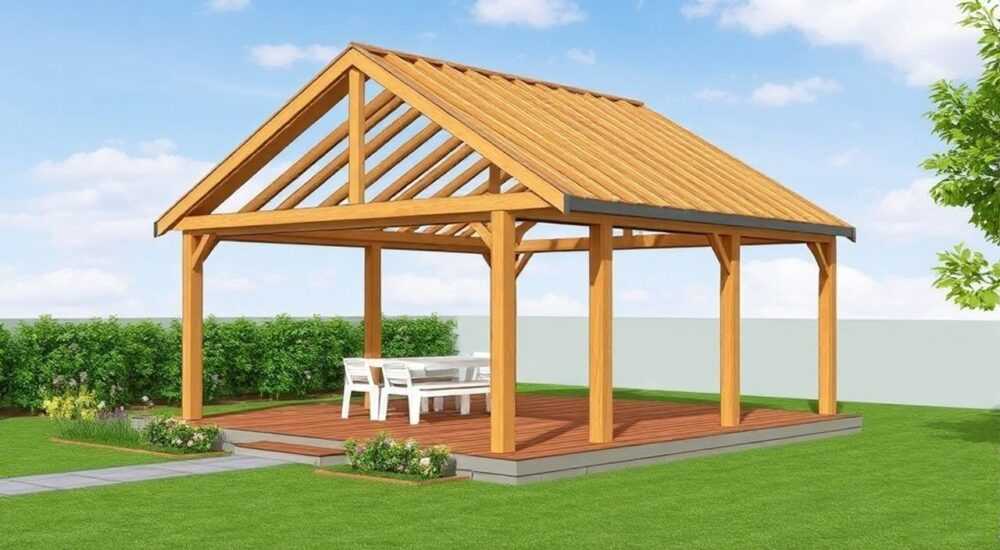 Как сварить крышу беседки из профиля четырехскатную