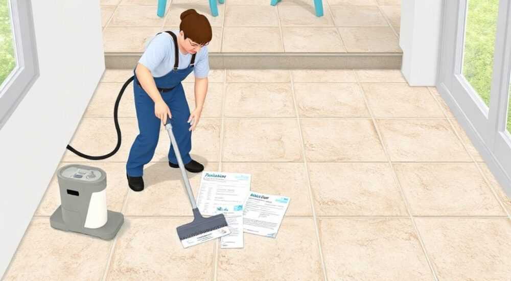 Как убрать с напольной плитки засохшую затирку