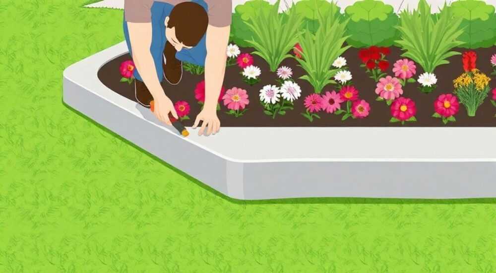 Как установить бордюрную ленту на клумбу