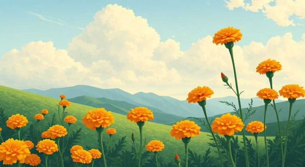 Бархатцы в ландшафте