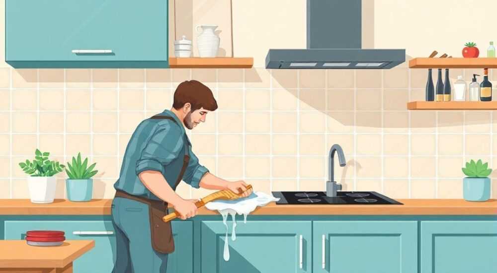 Чем отмыть плитку на кухне от жира и грязи на стене