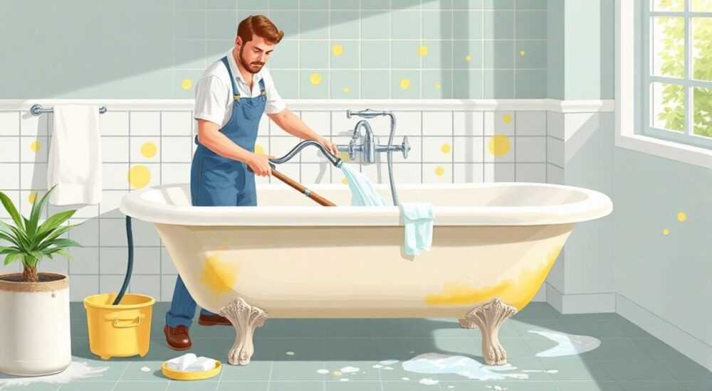 Чем отмыть желтую ванну чугунную