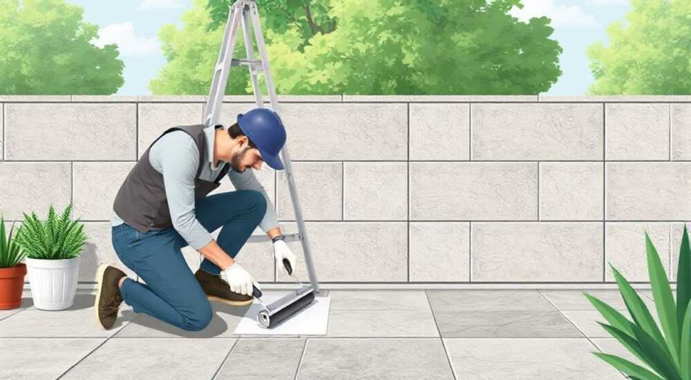 Чем подклеить плитку на улице