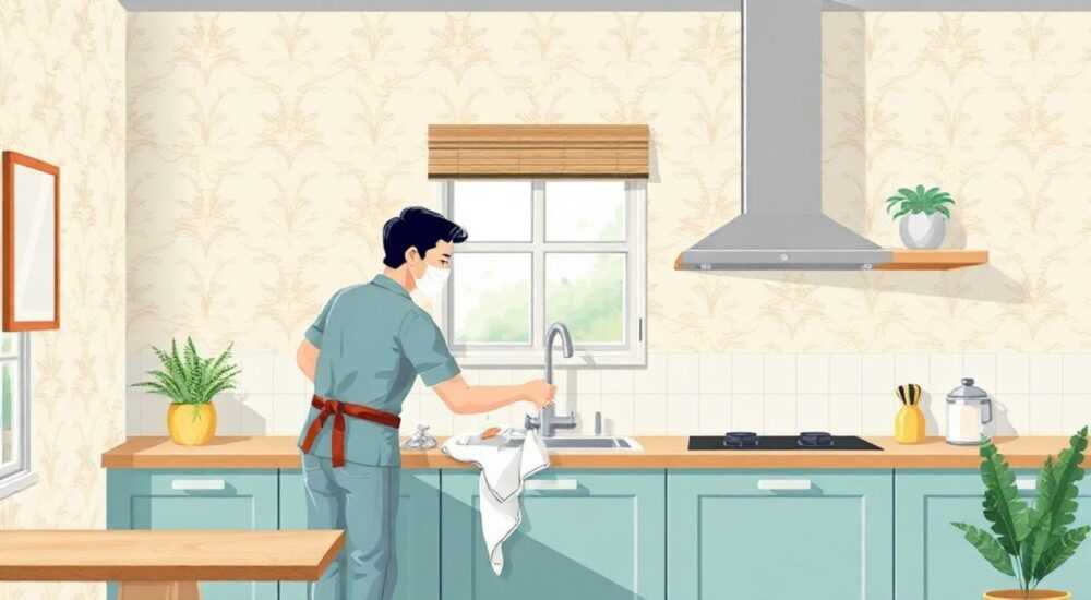Чем помыть обои на кухне чтобы их не испортить