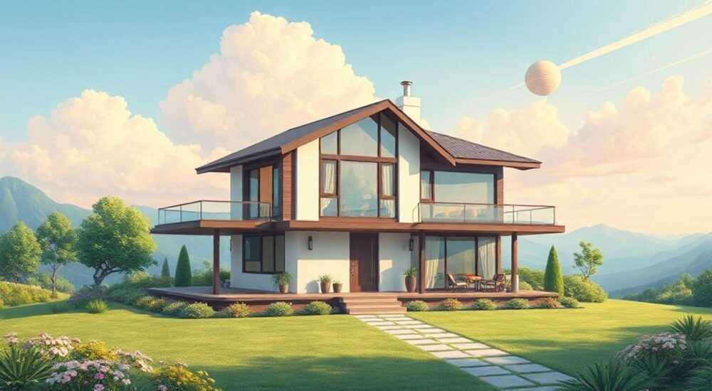 Дом с красивым ландшафтом