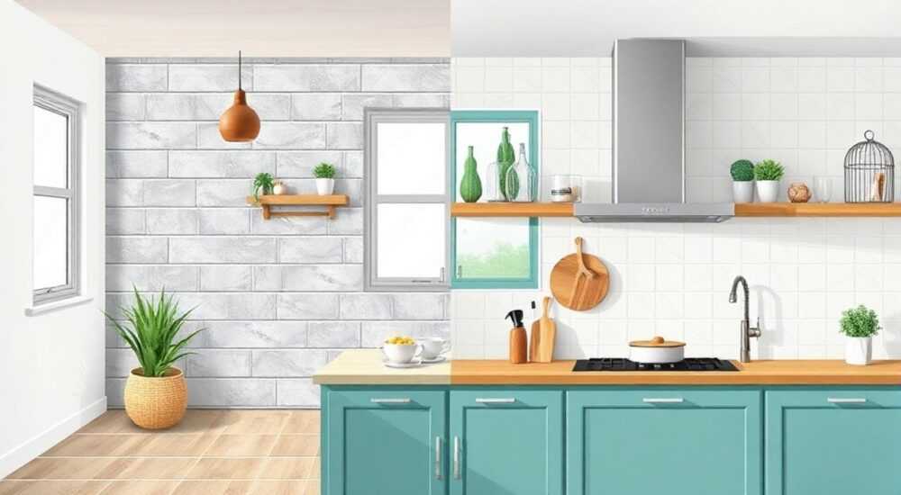Две разные плитки на кухне как совместить