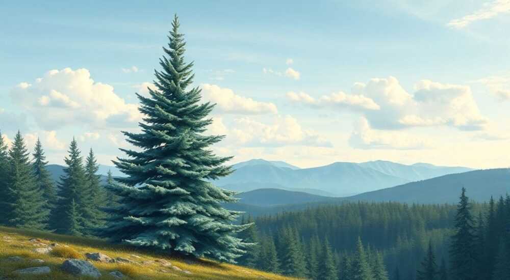 Голубая ель в ландшафте