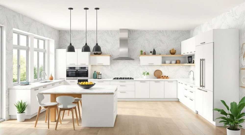 Интересные обои для кухни фото которые увеличивают пространство