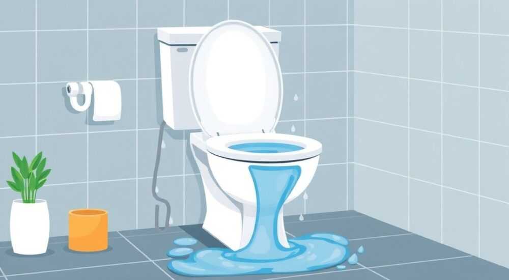 Из унитаза течет горячая вода
