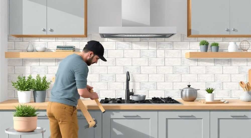 Как кладется фартук из плитки на кухне