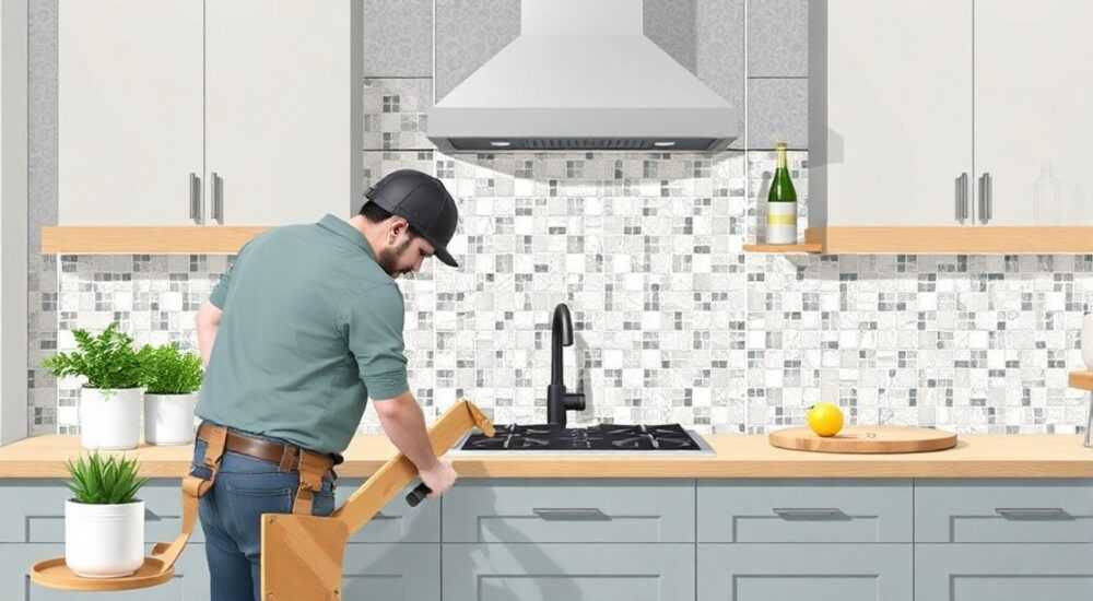 Как класть фартук из плитки на кухне из мозаики
