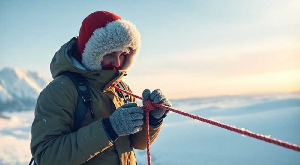 Как лучше поступить в холодное время привязать узел прусика к беседке или прищелкнуть карабином