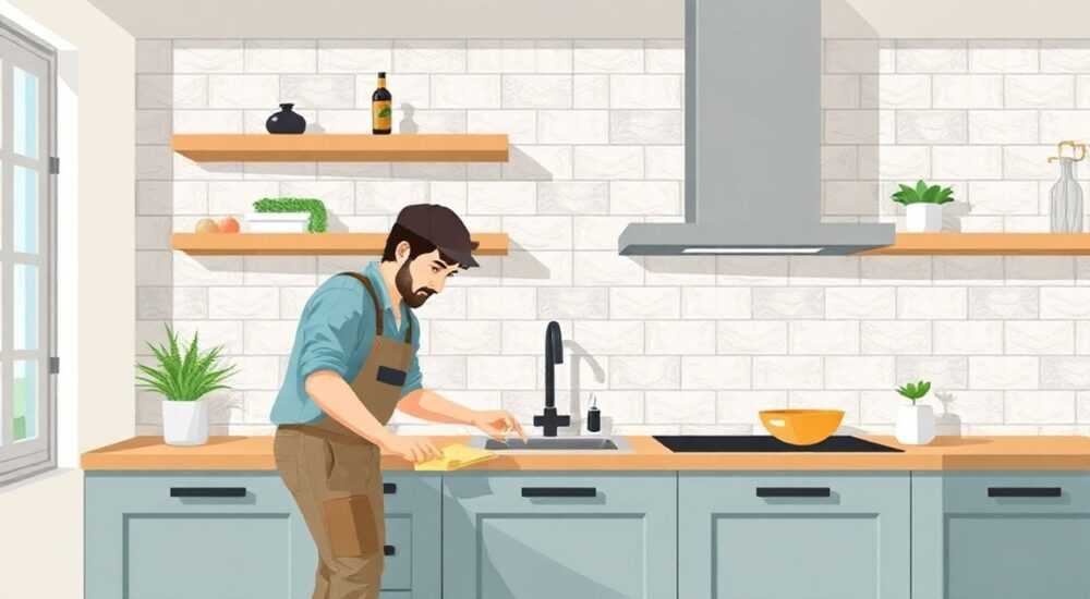 Как наклеить плитку на кухне своими руками