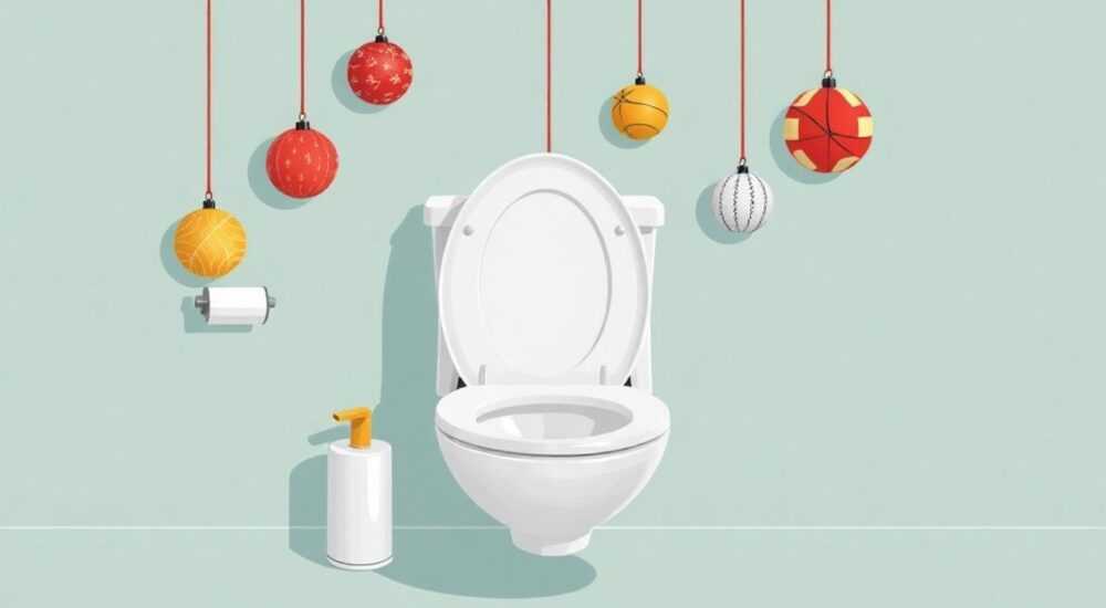 Как повесить шарики на унитаз