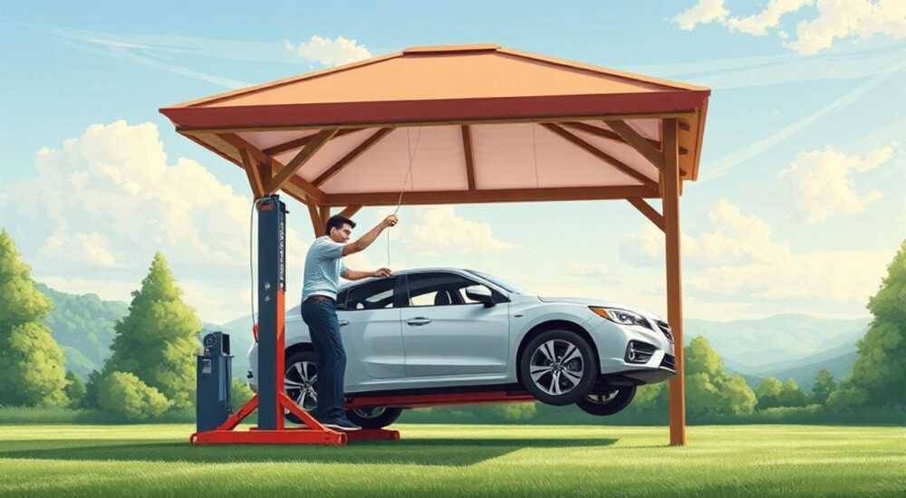 Как правильно поднять беседку автомобильным домкратом