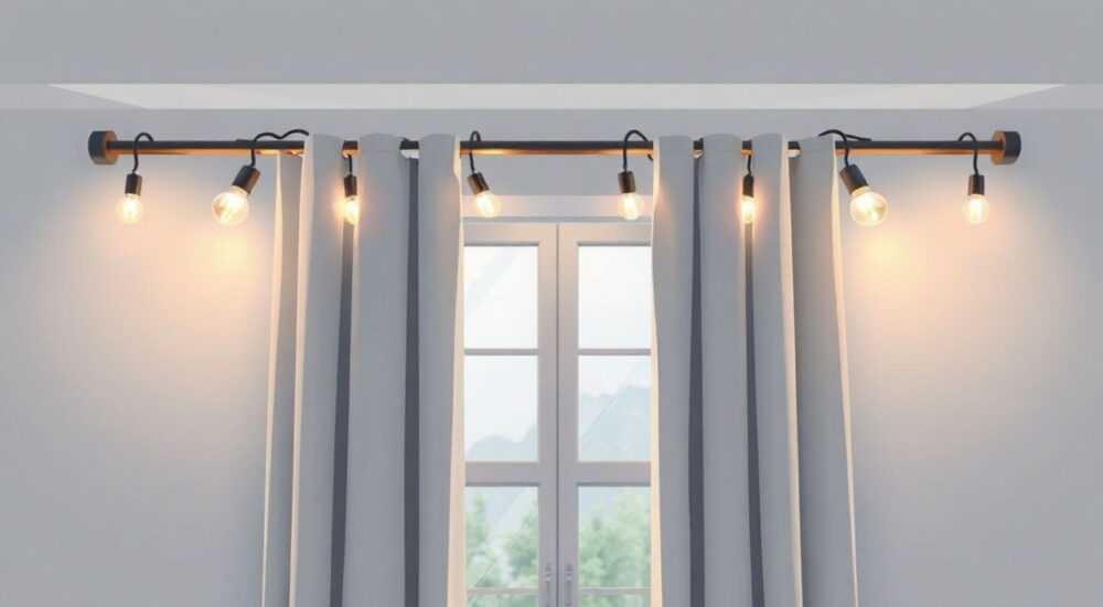 Как приделать гирлянду штору на карниз