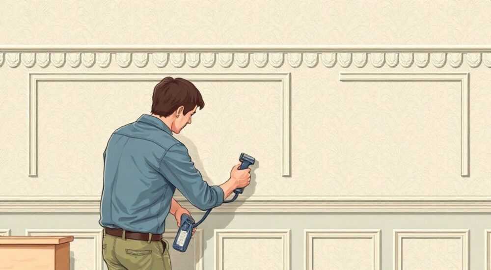 Как приклеить фотообои на стену с рамками из лепнины