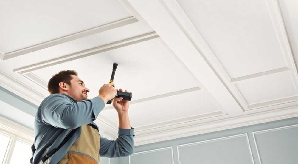 Как приклеить лепнину к натяжному потолку
