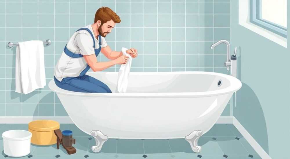 Как приклеить самоклеющуюся ленту на ванну