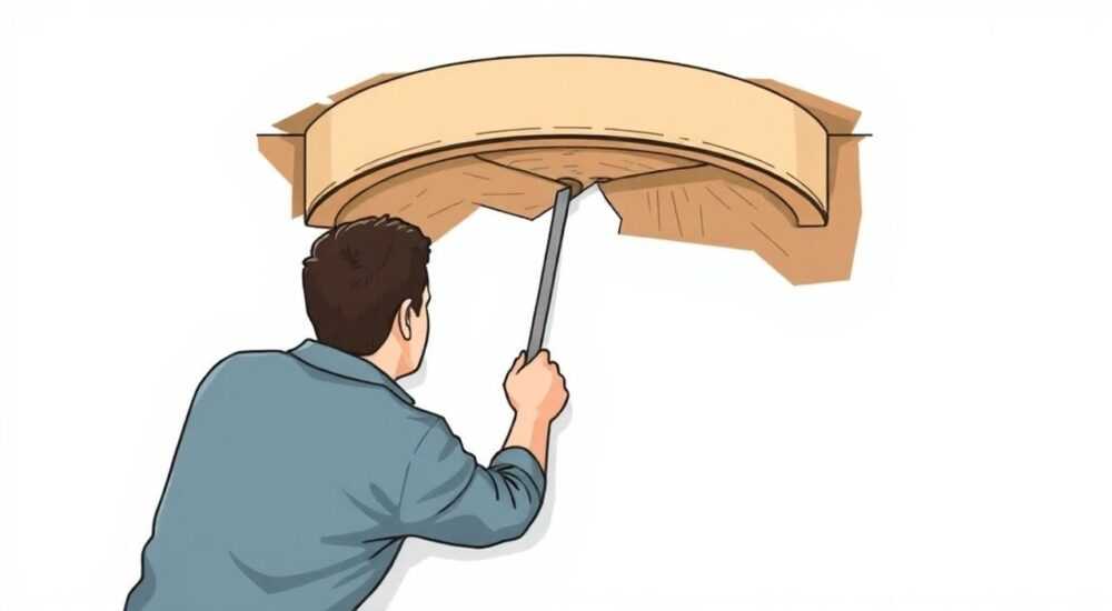 Как раскрутить круглый карниз со стены