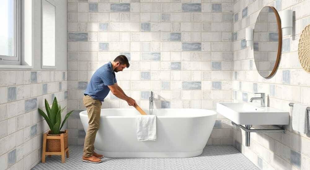 Как сбить старую плитку в ванной со стены